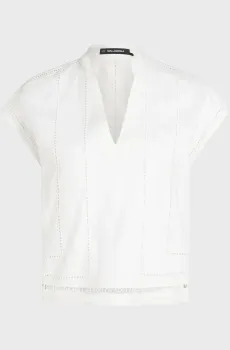 Женская белая блуза EMBROIDERY DETAIL Белый 40 Karl Lagerfeld B2W11004