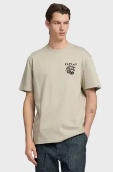 Мужская бежевая футболка Бежевый L Replay M3251 .000.23804
