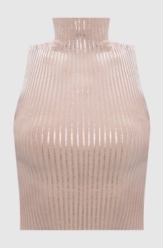 Бежевый топ в рубчик