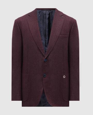 Бордовый пиджак из шерсти и шелка в узор