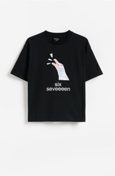 Reserved - Бавовняна футболка - чорний - 586MC-99X