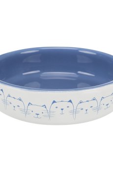 Миска для кошек коротконосых пород Trixie керамическая, сине-белая, 15 см, 300 мл (24770)
