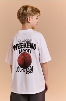 Бавовняна футболка з принтом баскетбольного м’яча - білий
