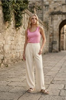 Блуза на бретелях з віскозою - пильно-рожевий