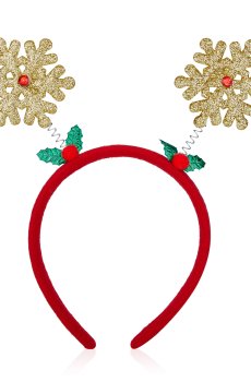 Детский ободок для волос Карнавальный, золотые снежинки (2024NG27/1)