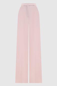 Розовые брюки с высокой посадкой GIRONE из шерсти, кашемира и шелка