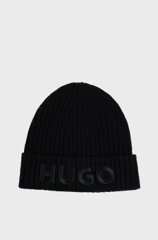 Мужская черная шерстяная шапка Черный ONESIZE HUGO 50527804;001