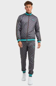 Мужской темно-коричневый спортивный костюм с узором (кофта, брюки) Коричневый L Lonsdale 117738