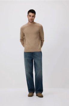 Reserved - Структурований джемпер з бавовною - бежевий - 636HD-80X