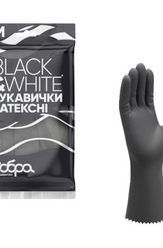 Перчатки латексные Добра господарочка Black & White, размер M