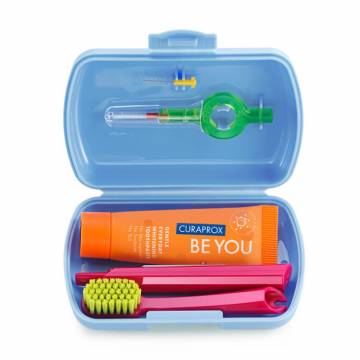 Дорожный набор для ухода за ротовой полостью Curaprox Be You голубой, 6 единиц