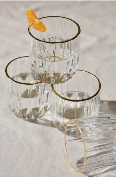Рифлені склянки із золотою облямівкою, набір з 4 штук - clear