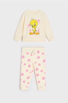 Комплект із світшота та штанів Looney Tunes - кремовий