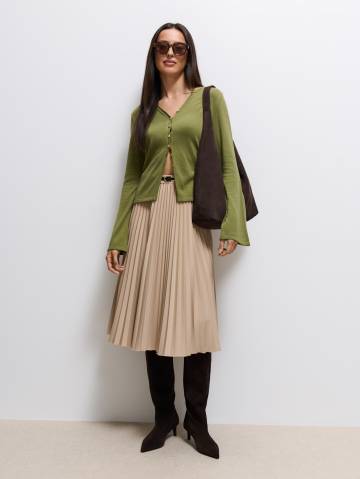 Mohito - Плісирована спідниця міді - бежевий - 42