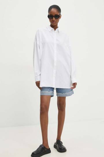 Хлопковая рубашка Answear Lab женская цвет белый relaxed классический воротник Хлопковая рубашка Answear Lab женская цвет белый relaxed классический воротник