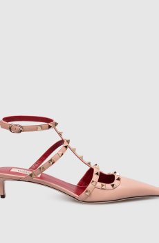 Розовые кожаные босоножки Rockstud