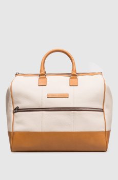 Бежевая кожаная дорожная сумка Boston