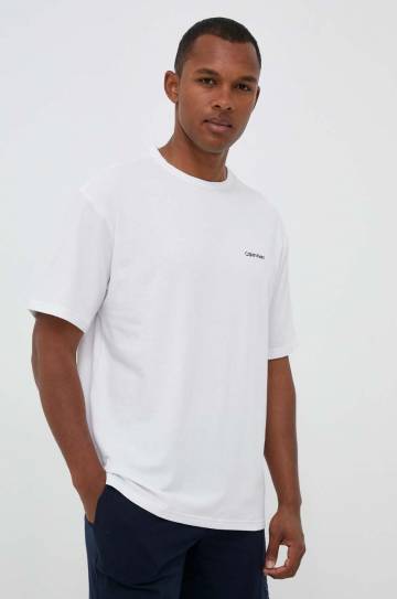 Пижамная футболка Calvin Klein Underwear цвет белый однотонная Пижамная футболка Calvin Klein Underwear цвет белый однотонная