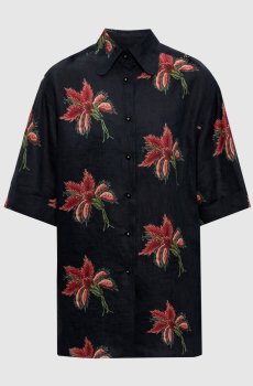 Черная рубашка из льна