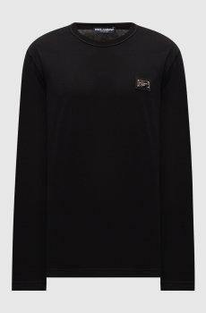 Черный лонгслив с нашивкой логотипа