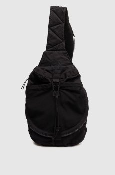 Детская черная сумка с вышивкой логотипа