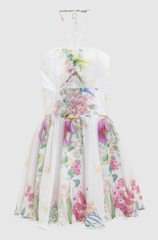 Белое платье мини Alheli в цветочный принт