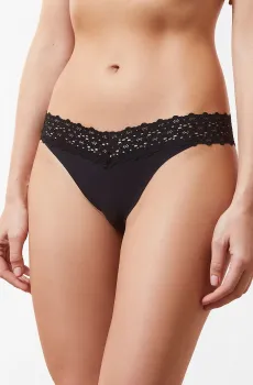 Женские черные трусики-танга WISH Черный S Etam 6524353