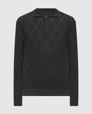 Серое поло с кашемиром в геометрический узор