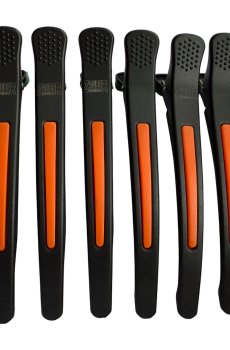 Парикмахерский зажим для волос Zauber-manicure пластиковый, черный с оранжевым, 6 шт (06-097F-6)