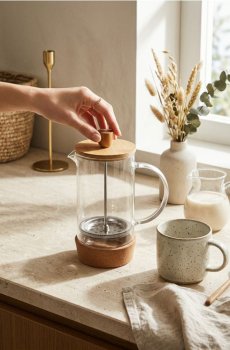 Заварака для чаю типу French Press - бежевий