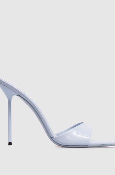 Голубые кожаные лакированные мюли LIDIA