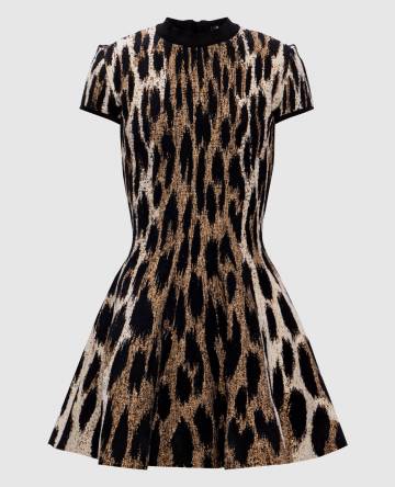 Коричневое платье-мини в анималистичный принт
