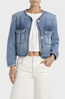 Женская синяя джинсовая куртка Синий S Replay WI7888.000.A794054