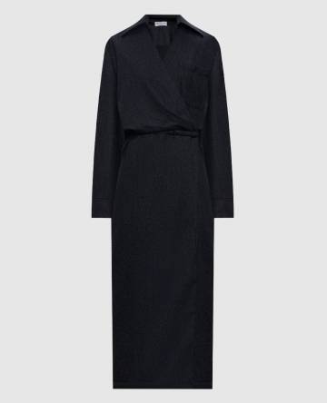 Серое платье на запах из шерсти Серое платье на запах из шерсти