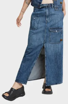 Женская синяя джинсовая юбка Belted Cargo Long Синий 28 G-Star RAW D24886,D536