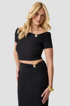Женский черный топ Черный L Guess W6GP12.K2935;JBLK