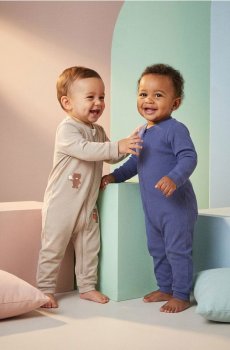 Бавовняний ромпер, 2 шт. - пильно-коричневий