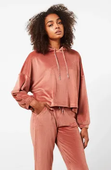 Женское терракотовое велюровое худи YOLA Коричневый L Etam 6528469