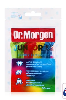 Детские зубочистки Dr. Morgen Junior с зубной нитью, 30 шт