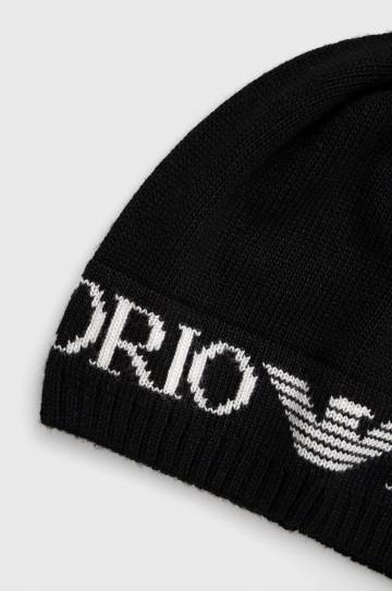 Шапка и шарф с примесью шерсти Emporio Armani цвет чёрный Шапка и шарф с примесью шерсти Emporio Armani цвет чёрный