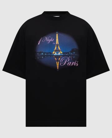 Черная футболка с принтом 1 Night in Paris Черная футболка с принтом 1 Night in Paris