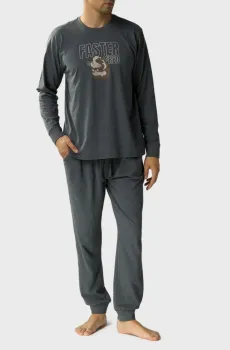 Мужская серая пижама (лонгслив, брюки) Серый M Atlantic NMP-376