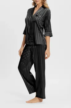 Женские шелковые черные брюки в полоску Черный 38 MARC&ANDRE W22-00SS110