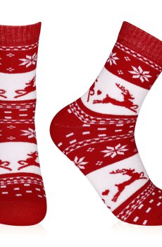 Носки женские AmiGА махровые, со снежинкой, красные, размер 23-25