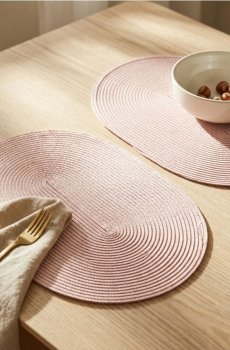 Плетені підставки для столу, комплект 2 шт. - пастельний рожевий