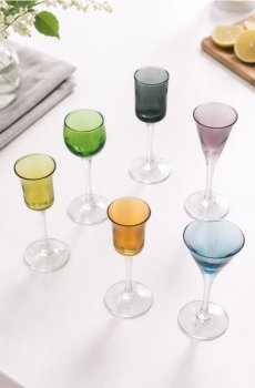 Набір кольорових келихів на ніжці 6 pack - різнобарвний