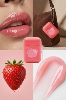 Набір блисків для губ із брелоком - яскраво-рожевий