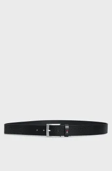 Мужской черный кожаный ремень ADAN 3.5 EMBOSSED Черный 90 Tommy Hilfiger AM0AM11229