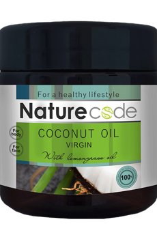 Уценка! Натуральное кокосовое масло для тела Nature Code Coconut Oil Virgin с эфирным маслом лемонграса, 140 мл