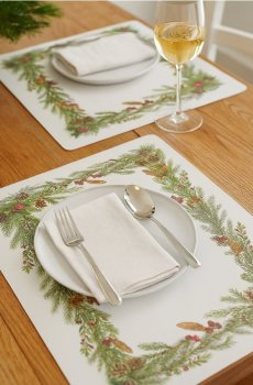 Різдвяні підставки під тарілки з мотивом гілочок і шишок, набір з 2 шт. - різнобарвний